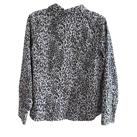 Chico’s Chic Leopard Print Blouse Shirt Long Sleeve Collar No-iron 8 Medium - Picture 7 of 13